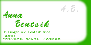 anna bentsik business card